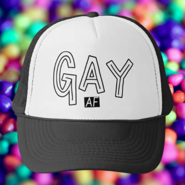 Casquette Gay AF Typographie Noir & Blanc (Créateur téléchargé)