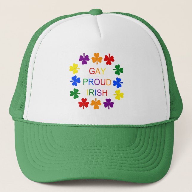 Casquette Gay Fier Irlandais LGBT Rainbow Shamrocks (Devant)