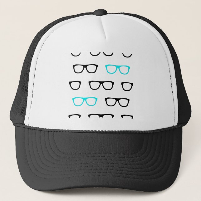 Casquette geek lunettes bleu geek (Devant)