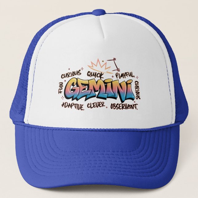 Casquette Gémeaux Zodiaque  Graffiti  (Devant)
