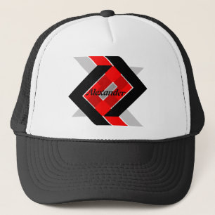 Casquette Géométrique bleu gris rouge noir personnalisé simp