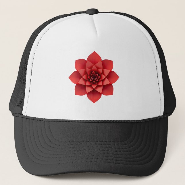 Casquette géométrique Fleur rouge (Devant)