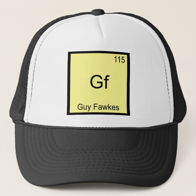 Casquette Gf - Guy Fawkes Tee de symbole d'élément de chimie (Devant)