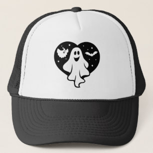 Casquette Ghost Halloween mignon Avec Coeur Et Chat