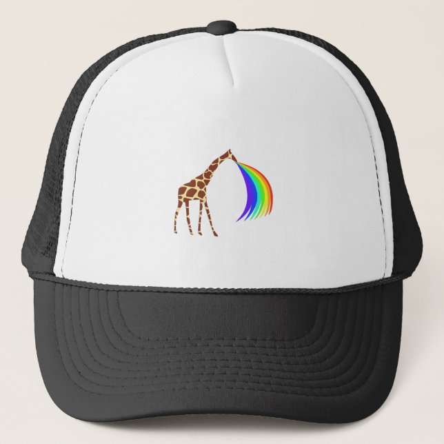 Casquette Girafe aboyant un arc-en-ciel (Devant)