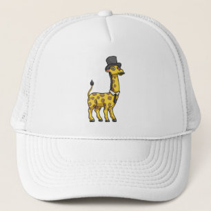 Casquette Girafe en Gentleman avec Chapeau, Cravate et Moust