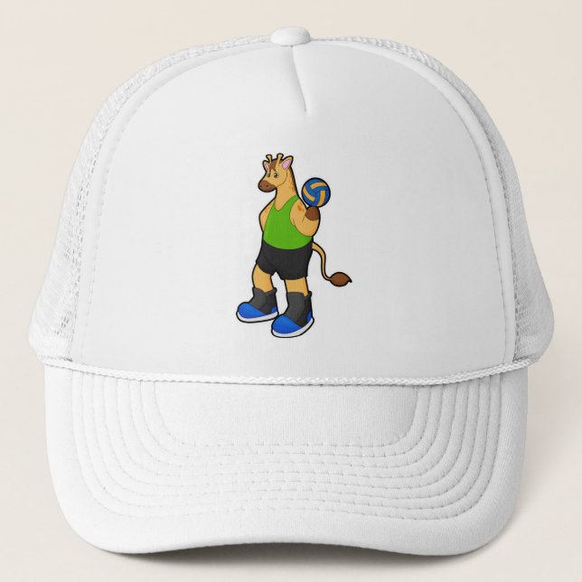Casquette Girafe en tant que joueur de volleyball avec volle (Devant)