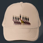 Casquette Girafe Hannukah Menorah<br><div class="desc">Illustration graphique d'un menorah de Hannukah de girafe.</div>