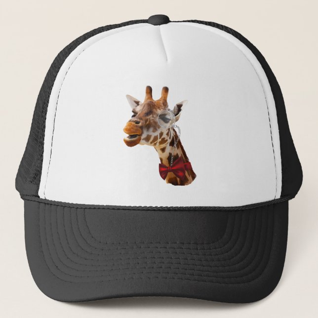 Casquette Giraffe drôle avec Bowtie et Monocle (Devant)