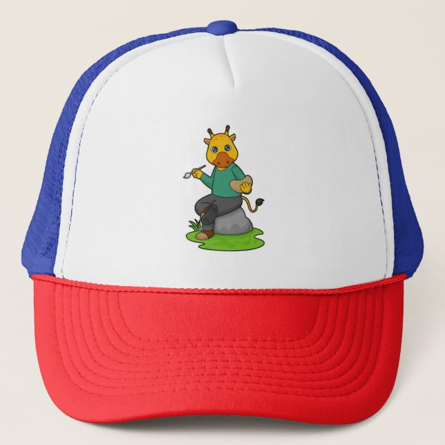 Casquette Giraffe en peintre avec pinceau (Devant)