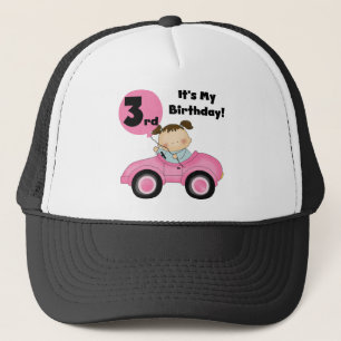 Casquette Girl in Pink Car 3e Anniversaire Tshirts et cadeau