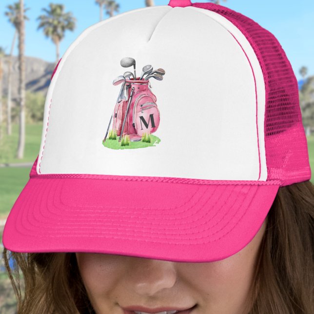 Casquette Girly Pink Initial Monogram (Girly Pink Initial Monogram Trucker Hat)