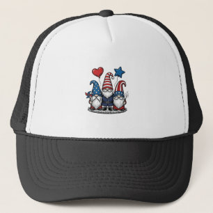 Casquette Gnome Patriotique Gravure Vintage Design Vectoriel