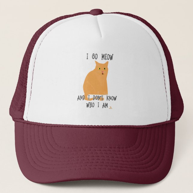 Casquette Go Meow Funny Chat Cartoon Slogan amusant (Devant)