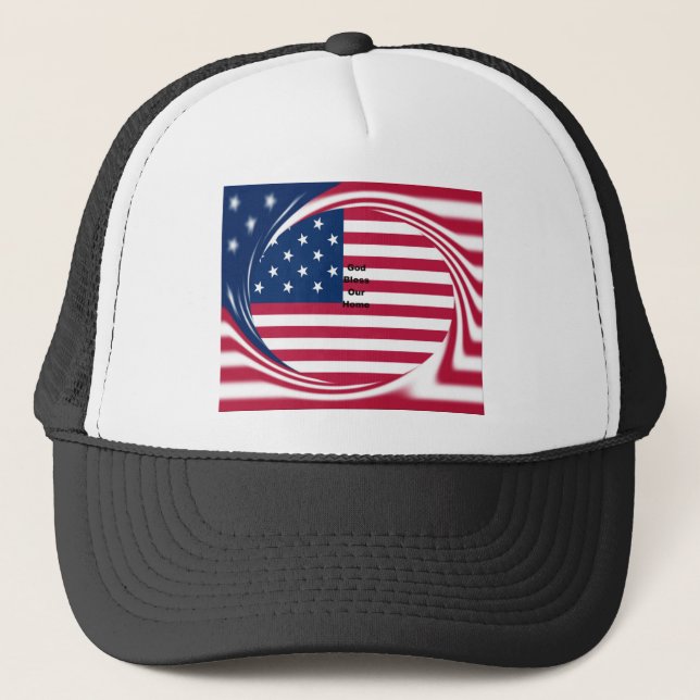 Casquette God Bless Our Home : USA Flag Swirl Art (Devant)