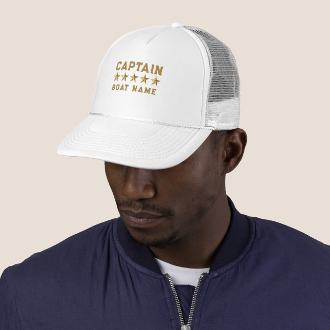Casquette Gold 3-D Stars Texte Personnalisé Conception Nauti (En situation)