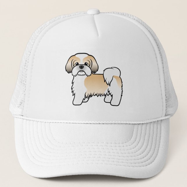 Casquette Gold And White Shih Tzu Cute Cartoon Dog (Devant)