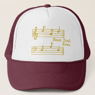 CASQUETTE GOLD MUSIC NOTES MEILLEUR PAPA JAMAIS TREBLE BASS 