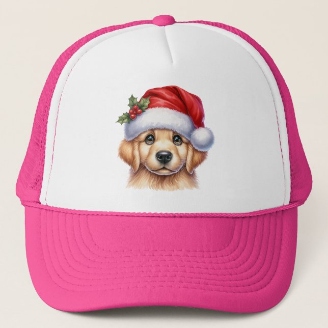 Casquette Golden Retriever Chien avec le Père Noël Style-825 (Devant)