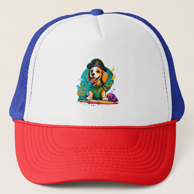 Casquette Golden Retriever Chien Pirate (Devant)