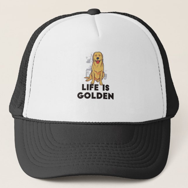 Casquette Golden Retriever Dog - La vie est dorée (Devant)