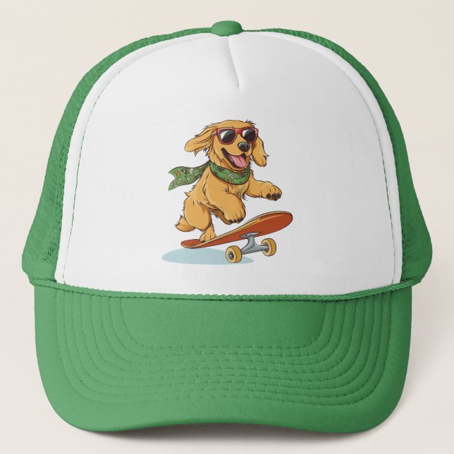 Casquette Golden Retriever Dog Skateboarding (Devant)