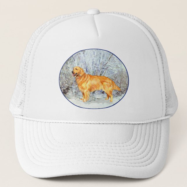 Casquette Golden Retriever en Hiver (Devant)