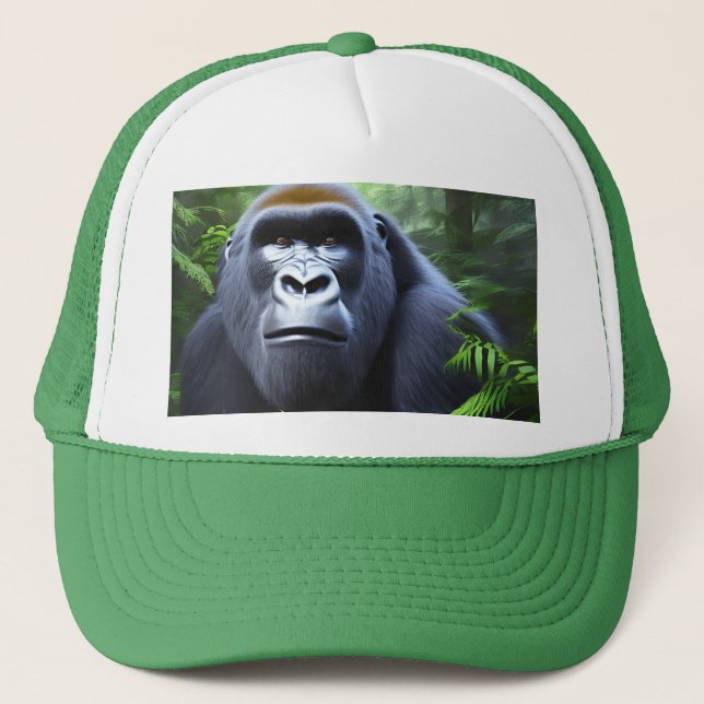 Casquette Gorille Noire Dans La Jungle, (Devant)