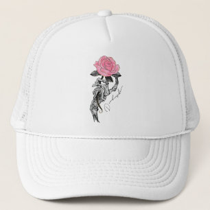 Casquette Goth Squelette Main Avec Rose Rose Rose Décès à