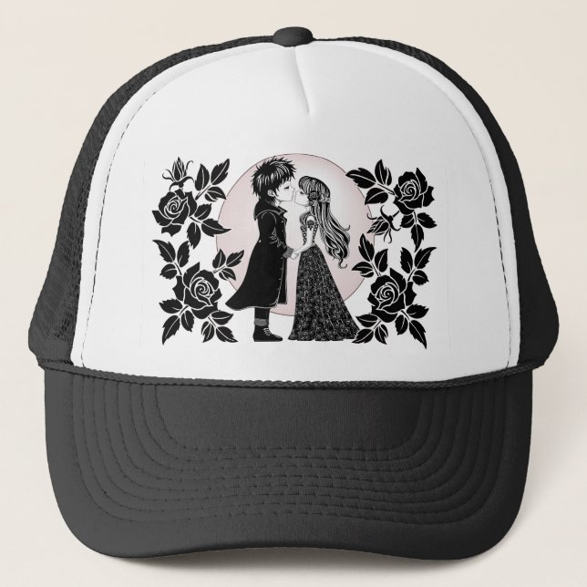 Casquette Gothique Emo Enfants Kiss Valentine's Day (Devant)