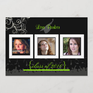 Casquette + Gown + Swirls Graduation Invitation /