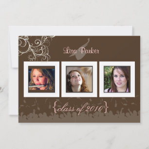 Casquette + Gown + Swirls Graduation Invitation /