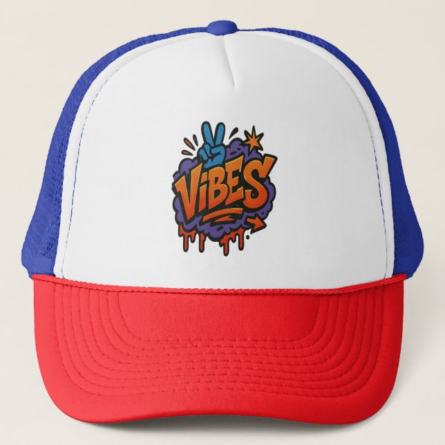 Casquette Graffiti Gras "Vibes" Art de rue (Devant)