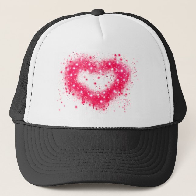 Casquette Graffiti peinture rose brillant design coeur (Devant)