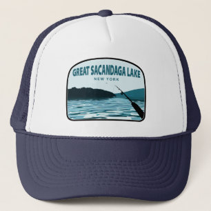Casquette Grand lac Sacandaga New York Canne à pêche
