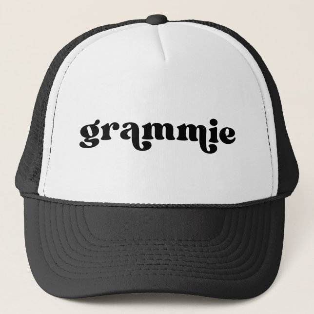 Casquette Grand-mère noir et blanc rétro Grammie américaine (Devant)