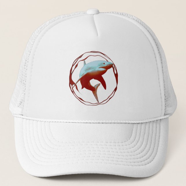 Casquette Grande conception graphique de requins blancs (Devant)
