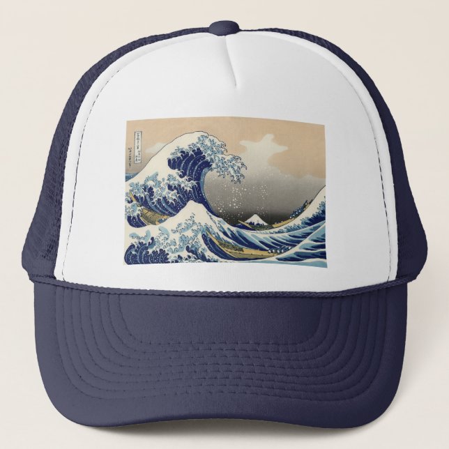 Casquette Grande vague Kanagawa peinture japonaise (Devant)