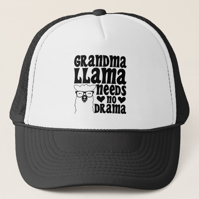 Casquette Grandma Llama N'A Pas Besoin De Drame Mignonne Gra (Devant)