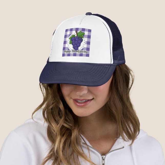 Casquette Grape on Violet Plaid (En situation)