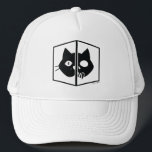 Casquette Graphique de chat de Schrödinger<br><div class="desc">Ce graphique montre le chat de Schrödinger, vivant et mort dans une boîte. En termes simples, Schrödinger a déclaré que si vous placez un chat et quelque chose qui pourraient tuer le chat (un atome radioactif) dans une boîte et scellé lui, vous ne sauriez pas si le chat était mort...</div>