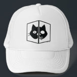 Casquette Graphique de chat de Schrödinger<br><div class="desc">Ce graphique montre le chat de Schrödinger, vivant et mort dans une boîte. En termes simples, Schrödinger a déclaré que si vous placez un chat et quelque chose qui pourraient tuer le chat (un atome radioactif) dans une boîte et scellé lui, vous ne sauriez pas si le chat était mort...</div>