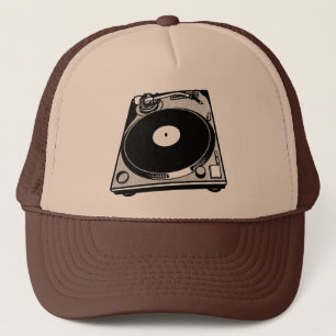 Casquette Graphique de Tourne-disque rétro en noir