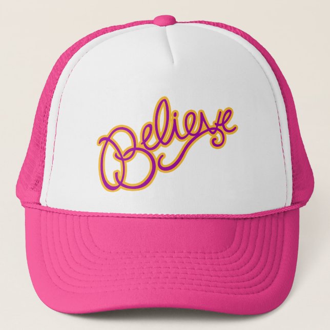 Casquette graphique rose et jaune à motif (Devant)