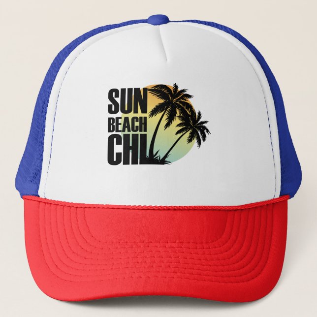 Casquette graphique Sun, Beach & Chill Palm Tree (Devant)