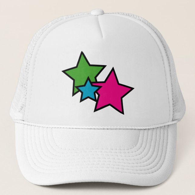 Casquette Graphisme d'art pop néon rétro étoiles (Devant)