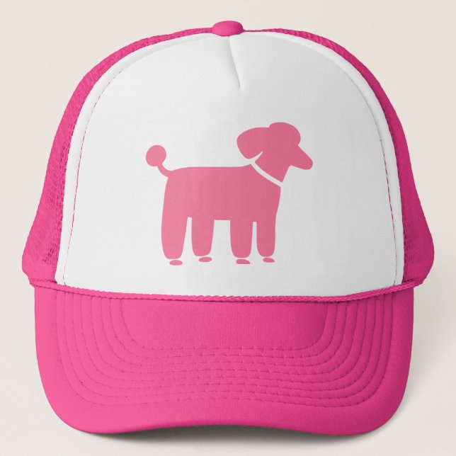 Casquette Graphisme de chien caniche rose (Devant)