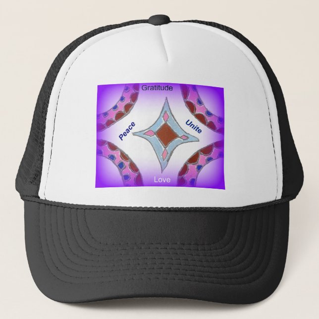 Casquette "Gratitude Peace Love Unite" Mandala Art Imprimer (Devant)