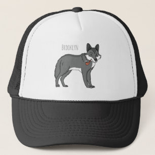 Casquette Gray wolf with pipe cartoon illustration