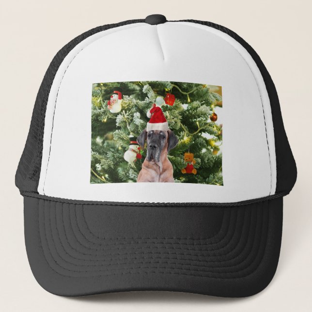 Casquette Great Dane w Christmas Tree Cadeaux Boîtes de Noël (Devant)